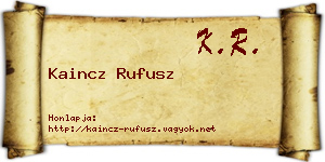 Kaincz Rufusz névjegykártya
